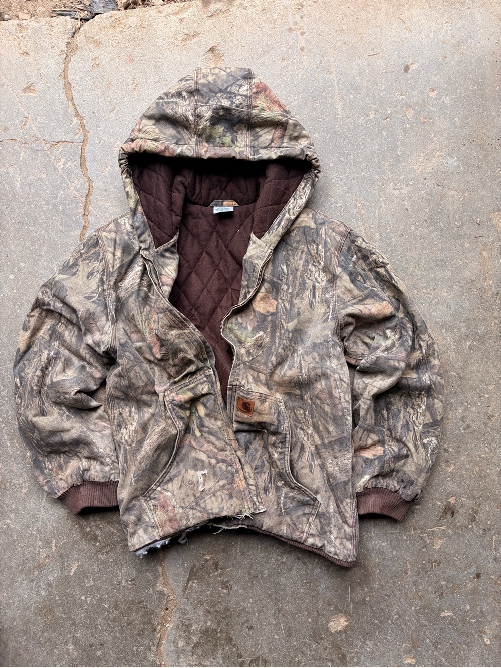 Carhartt youth Camo Hooded canvas Jacket - Brown/Green/Gray